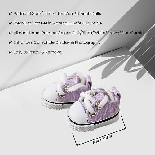 Clothes for Dolls Accessories, Stylish Kawaii Purple Outfit Set 5 Pieces Suitable for 15cm 17cm Doll (No Doll Included), Doll Hat Clothing Set Replacement thumbnail 3