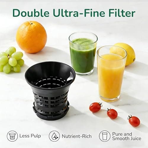 Canoly C03 Cold Press Juicer, 4.5" Wide Feed Chute Juicer Machine with 200W AC Motor, Fit Whole Vegetables & Fruits, 2-in-1 Strainer (Juice & Nut Milk Maker), Space-saving, Easy to Clean, Dark Gray thumbnail 9