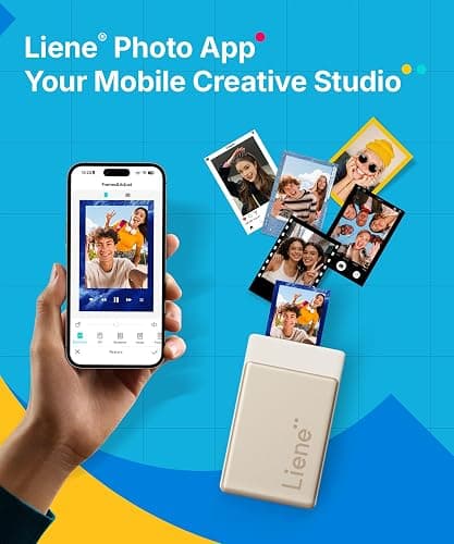 Liene Pearl N200 Pro Portable AI Photo Printer, Instant Mini Picture Printer for iPhone Smartphone, Thermal Dye Sublimation, Bluetooth Sticker Maker 50 Sheets 2x3 Adhesive Paper & 5 Cartridges, Gold thumbnail 3