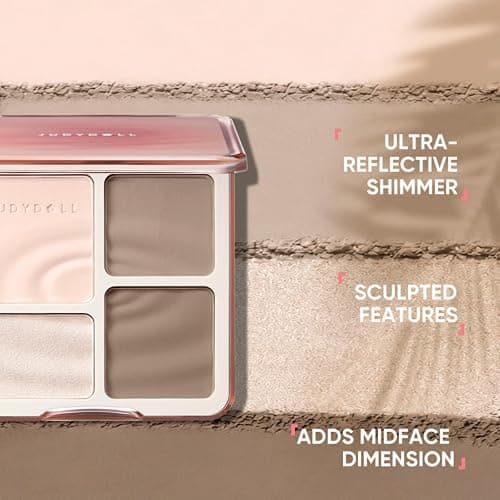 JUDYDOLL Contour Palette Highlighter Makeup Korean Makeup (01 Wave) | Multi-Use Highlight & Contour Makeup, Travel Size Cool Toned Contour, Long Lasting Bronzer, Natural Matte Highlighter thumbnail 4