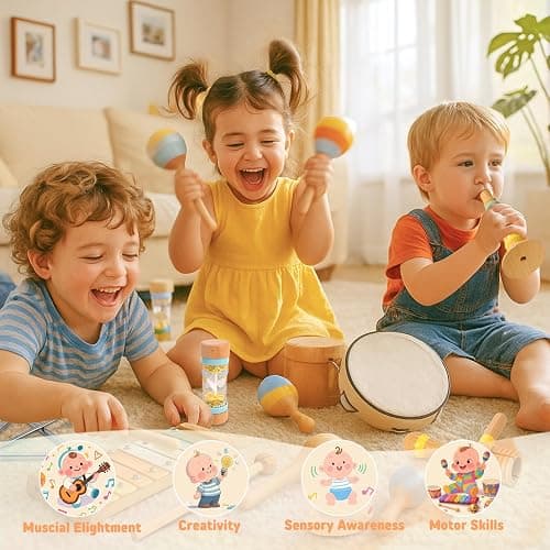 JOOMLAFLY Baby Musical Instruments for Toddlers 1-3, 8PCS Montessori Musical Toy Set with Xylophone, Drum, Maracas...Perfect Toy Gift for 1-3 Year Old Boy Girl thumbnail 5