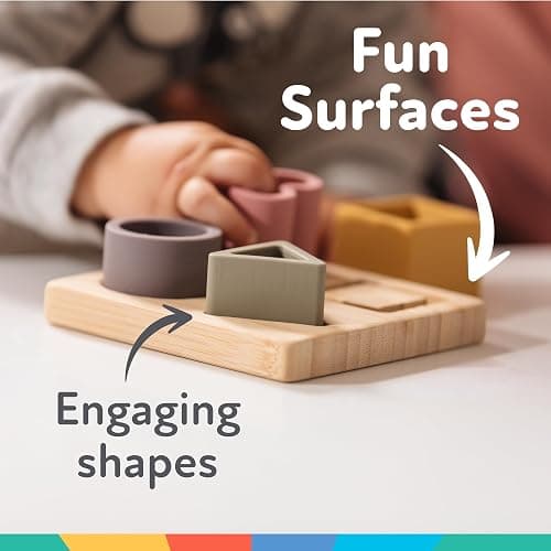 Nuby Soft Shape Silicone Puzzle Toy with Bamboo Base - Baby Toy for Hand-Eye Coordination - 5-Piece Puzzle for Toddlers - 12+ Months thumbnail 5
