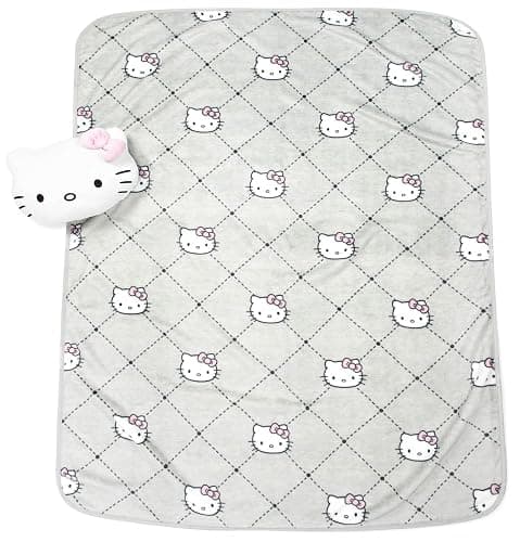 Jay Franco Hello Kitty Nogginz Set - 40 x 50 Inch Lightweight Travel Throw Blanket & Pillow - Super Soft Pink Bow 2 Piece Bedding Set thumbnail 3