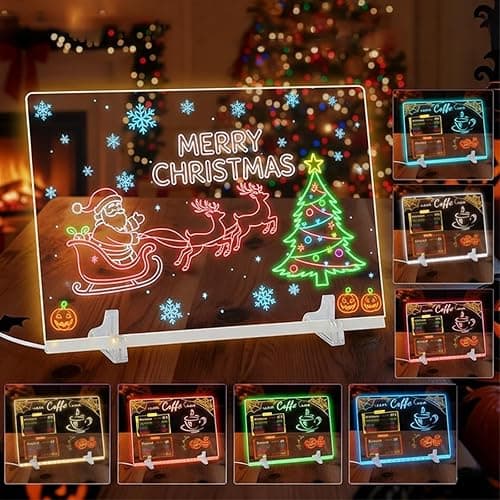 Lumiboard Led Drawing Board, 13.7"X10" 4 Modes &7 Colors Acrylic Dry Erase Boards with Light, Comes with Adapter, Hanging Chain, Stand, 7 Markers & Spray Bottle - Image 1