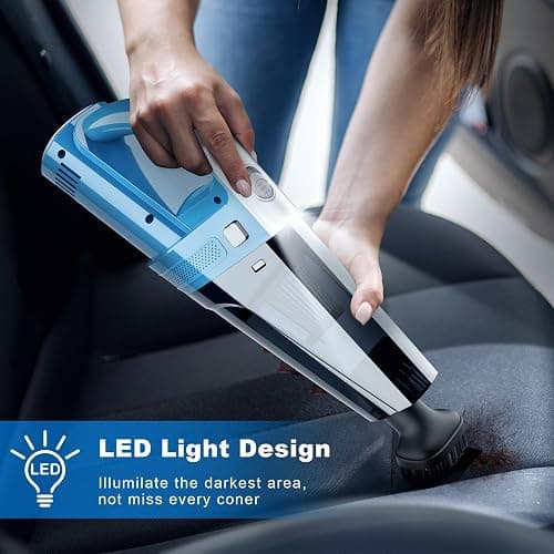 DRECELL Car Vacuum, Portable Car Vacuum Cleaner with 7000PA Suction, DC 12V High Power 16.4Ft Cord Wired Vacuum Cleaner for Car, LED Light, Lightweight, 0.33L Capacity, Storage Bag - Blue thumbnail 5