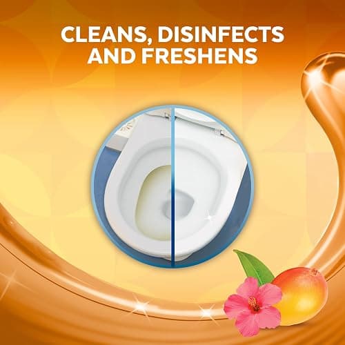 Lysol Brand New Day Toilet Bowl Cleaner, Disinfectant Gel, 710 mL | Removes Hard Water & Rust Stains, Kills Germs, Angled Bottle, Mango & Hibiscus Fragrance thumbnail 2