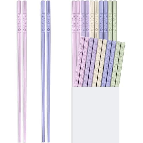 Hiware 10-Pair Reusable Fiberglass Chopsticks, Non-Slip Chop Sticks Set Japanese Style, Dishwasher Safe, 9.5-Inch - Image 1