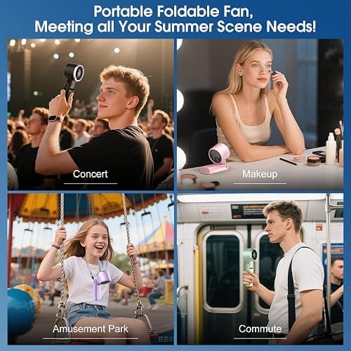 WHATOOK Portable Handheld Turbo Fan:12m/s Strong Wind 15000RPM High Speed Mini Fan, 4000mAh Battery Rechargeable Personal Fan with LED Display, 3 in 1 Foldable Fan for Travel Office Shopping, (Purple) thumbnail 5