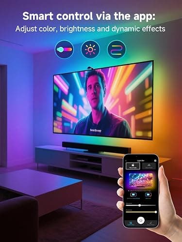 GIPOYENT TV LED Backlight with Camera, 10.5FT RGBIC Screen Sync Lights for 32–50 Inch TVs & PC Monitors, Music Sync LED Strip Lights with App for Gaming, Movies, Bedroom thumbnail 2