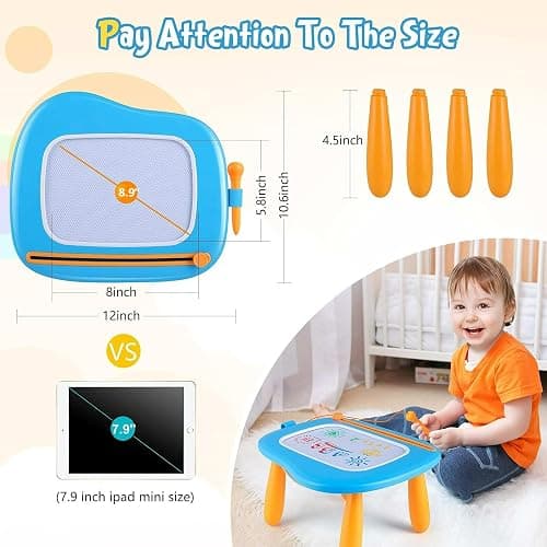 Smasiagon Magnetic Drawing Board for Kids - Toddler Toys for Age 1-2 Boys Girls - Educational Learning Toys for 1 2 3 Year Old Baby Birthday Gifts (Blue) thumbnail 3