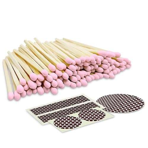 2" Light Pink Tip Safety Matches | Set of 100+ Bulk Artisan Matchsticks with Striker Stickers by Thankful Greetings | Decorative & Unique Candle Lighting, Home Decor, Wedding Giveaways, & Events - Image 1