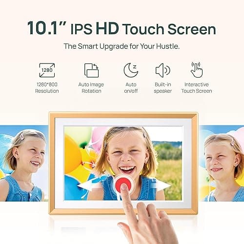ARZOPA Digital Picture Frame WiFi 10.1" HD IPS Touch Screen Smart Metal Photo Frame Electronic Free Arzopa App Custom Picture Frame for Gifting Easy Share Unlimited Photos Videos - D10 Gold thumbnail 3