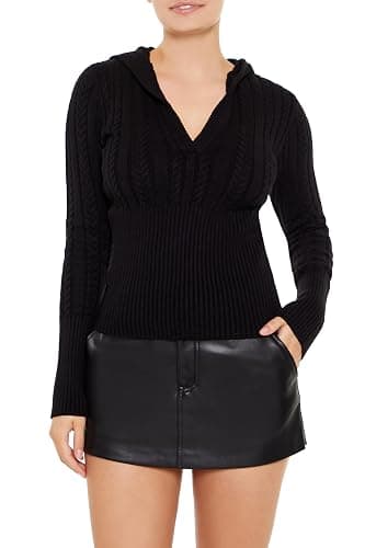 Forever 21 Womens Hooded Cable Knit Sweater thumbnail 2