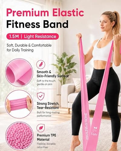 AMAZINGCRAFT 1.5m Resistance Bands, Set with 3 Resistance Levels, Exercise Band for Yoga Pilates Gym Fitness, Exercise Bands Resistance for Women, Ideal for Strength Training & Stretching thumbnail 4