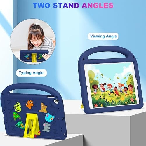 AGROMI Kids Case for iPad 9th/8th/7th Generation 10.2 Inch 2021/2020/2019, with Built-in Anti-Slip Handle/Foldable Stand/Shoulder Strap, Shockproof Protective Kids iPad 9th/8th/7th Gen Case 10.2 Inch thumbnail 3