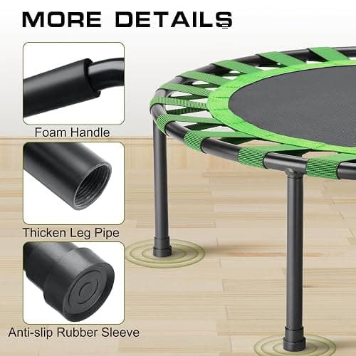 AOTOB 40/48" Fitness Trampoline for Adult, Max Load 450 LBS, Foldable Mini Trampoline with Durable Bungees,Small Rebounder Exercise Trampoline with Bar for Workout for Quiet & Safely Cushioned Bounce thumbnail 3