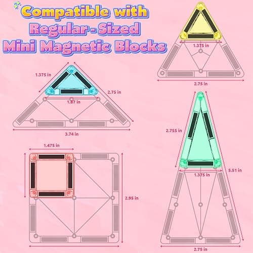 ORZbb Mini Magnetic Tiles Toddler Travel Essentials Set with Case, Magnetic Blocks Building Montessori Educational Learning Sensory Preschool Toys for 3+ Year Old Boys Girls Birthday Gifts thumbnail 3