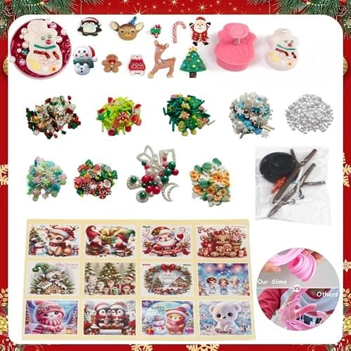 Christmas Slime 7 Pack,Christmas Stocking Stuffers - Butter Clear Slime Party Favor for Girls & Boys Candy Filling Toy,DIY Cloud Slime Kit for Kids Xmas Gifts for 4 5 6 7 8 9 10 Years Old thumbnail 5