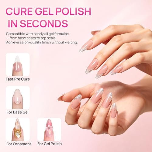 Krofaue Handheld UV Nail Lamp, 180mAh Rechargeable, 20/60s Timer, LCD | Mini portable, 3W fast curing, 180mAh battery, 40 mins cordless use, 20s/60s timers, for gel polish, home DIY, salon, travel thumbnail 7