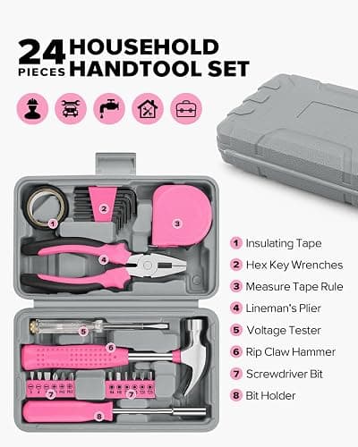 24pcs Home DIY Tool Kit for Household, Office & Garage - General Repair Small Hand Tool Set with Storage Case thumbnail 4