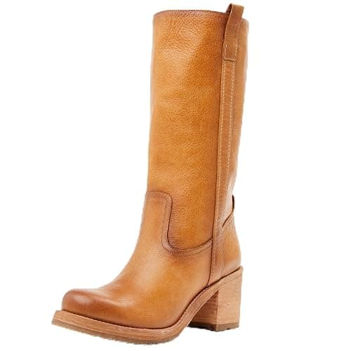 GRPCCJZ Mid Calf Banana Boots for Women Chunky Block Heel Knee High Boots Pull on Round Toe Riding Boots Dressy Fall Winter Boots - Image 1