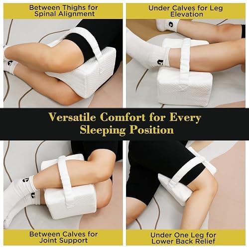 UJPFEO Knee Pillow for Side Sleepers, Leg Pillow for Sciatica, Back, HIPS, Knees, Joints Pain Relief,Pillows for Between Legs While Sleeping Spine Alignment Support & Relieves Pressure thumbnail 6