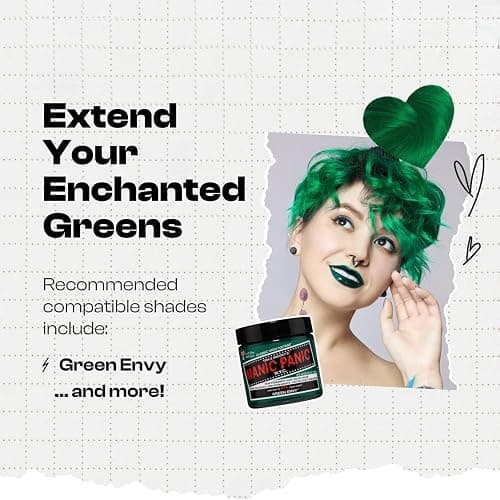 MANIC PANIC Deep Forest Green Color Depositing Conditioner - Love Color Hair Conditioner Keeps Hair Vibrant, Nourished & Refreshed - Formulated with Shea Butter & Quinoa - Forest Nymph Green (8oz) thumbnail 3