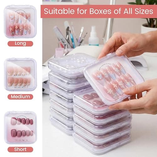 PAGOW 5pcs Clear Press on Nail Packaging Box, Nail Storage Boxes With Adhesive Double Sided Tape, Plastic Cases Containers for Fake Nails Business Display Organization thumbnail 4