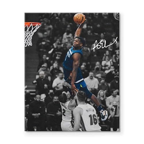 NBA Canvas Wall Art Decor - Anthony Edwards Iconic Dunk, Timberwolves Slam Dunk Action, High-Flying Basketball Moment, Sports Poster for Home or Game Room Wall Decoration 12x16 thumbnail 2