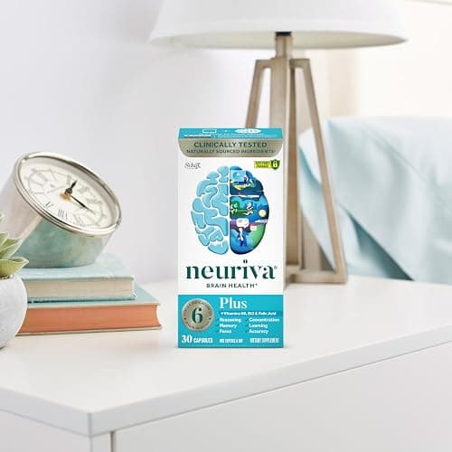 NEURIVA Plus Brain Supplements for Memory and Focus, Clinically Tested Nootropics Neurofactor and Phosphatidylserine, with Vitamin B12, Vitamin B6 and Folic Acid, 30 Count Capsules | Brian Supplements for Memory and Focus, Phosphatidylserine, Vitamin B12, Vitamin B6, Neurofactor, Decaffeinated Nootropic thumbnail 18