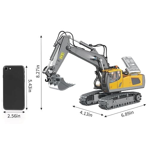 PREPOP Remote Control Excavator Toy for 6-12 yr Boys, Best Birthday Gifts for Kids 4-7 8 9 10 11 Year Old, RC Construction Toys with Metal Shovel, Lights, Sounds 2.4Ghz thumbnail 3
