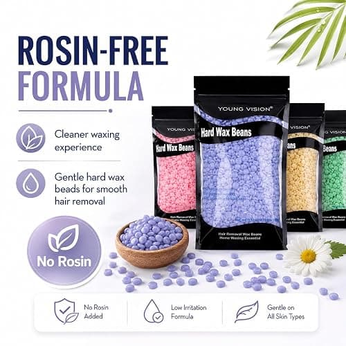 YOUNG VISION Hard Wax Beads for Hair Removal, 2.2lbs 1000g Refill Waxing Beads for Sensitive Skin Women, Face, Brazilian, Bikini, Body, Soft and Painless Waxing Beans, 10 Packs, Multi Color thumbnail 2
