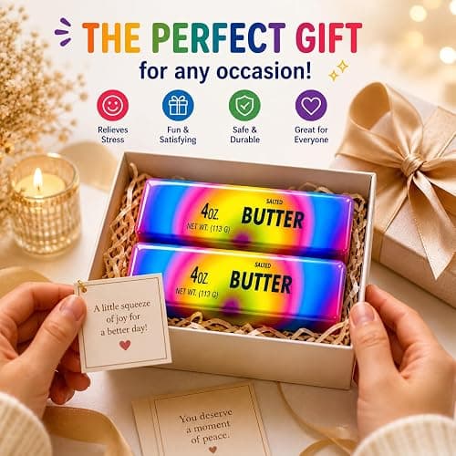 2-Pack Butter Squishy Stress Toy,2026 New Soft Novelty Toy,Realistic Butter Stick Fidget, Slow Rising Soft Squeeze Toy for Adults Stress Relief & Anxiety Relief (2PCS Butter Dazzling Colors) thumbnail 8