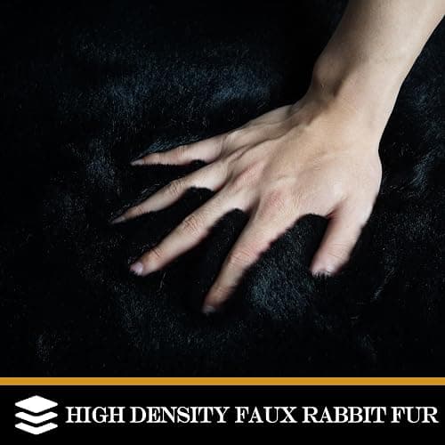 Latepis Faux Rabbit Fur 3x5 Area Rug Fluffy Black Rugs Machine Washable Shag Rug for Living Room Furry Throw Bedside Rugs Room Carpet for Nursery Floor thumbnail 3