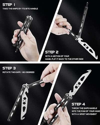 Dispatch Practice Butterfly Knife Trainer Unsharpened Balisong with Stainless Steel Dull Blade, Durable ABS Handle & Lock Latch | EDC Flipping, Martial Arts, Cosplay, Survival Training Tool, Black thumbnail 7