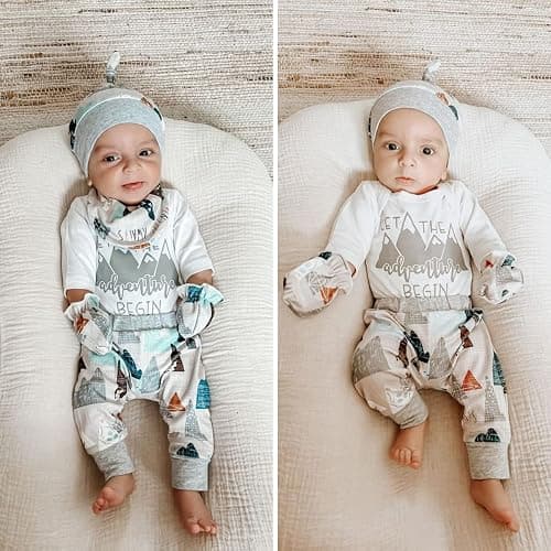 Aalizzwell Newborn Baby Boy Long Sleeve Outfit for Fall Winter thumbnail 3