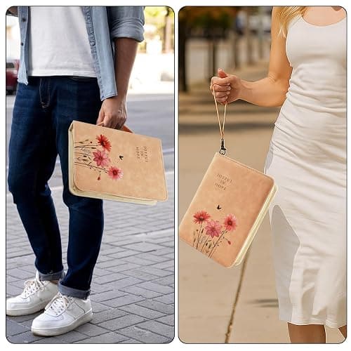 Bible Cover Case for Women,PU Leather Bible Case,Church Bible Bag Carrying Case Accessories Study Supplies with Zippered Pocket(Floral Pattern, 10.5 x 7.6 x 2.1 inches) thumbnail 6