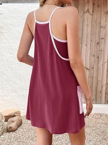 Fisoew Womens Tennis Athletic Dress Mini Romper Dress with Built in Shorts Summer Vacation Outfits thumbnail 5