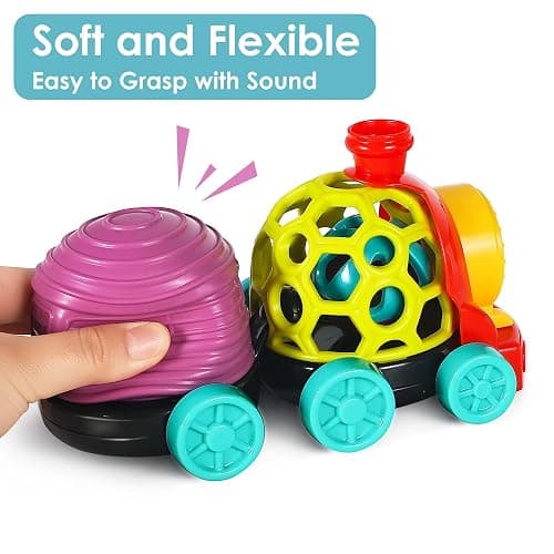 iPlay, iLearn Baby Toy Train, Infant Soft Cars for 6-12 Month Boy, Musical Push N Go Truck, Toddler Sensory Ball Rattle, Development Grasp Babies Birthday Gift 7 8 9 10 11 18 Month 1 2 Year Old Girl thumbnail 3