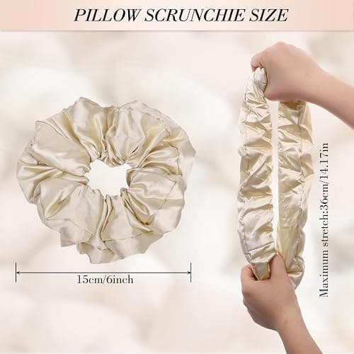 3Pcs Large Satin Hair Scrunchies, 6Inch Pillow Satin Scrunchies for Thick Curls Sleepy Hair Tie Stocking Stuffers for Teen Girls thumbnail 2