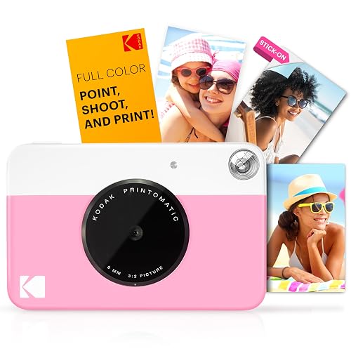 Kodak Printomatic Full-Color Instant Print Digital Camera - 75 Sheets Bundle - Prints On Zink 2x3 Sticky-Back Photo Paper - 5MP, Portable, Creative Fun Gift for Birthday, Christmas, Holiday - Pink - Image 1