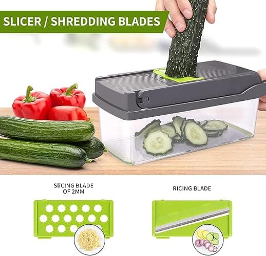 Tirana 19 in 1 Vegetable Chopper Box Onion Chopper Salad Chopper Food Dicer Mandoline Vegetable Slicer Mandolin Slicer Onion Cutter thumbnail 9