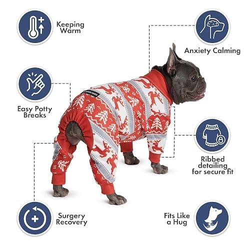 Spark Paws Dog Christmas Pajama, Dog Recovery Suit Male, Onesie, Ultra-Soft and 4-Way Stretch, for Small Medium and Large Breeds - Winter Wonderland - 4XL thumbnail 4