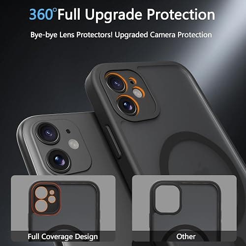 EUMADOVE for iPhone 11 Case [Compatible with Magsafe] Translucent Matte Phone Cover, [10 FT Military Grade Drop Protection] Slim Durable Shockproof Protective Bumper (Black Magnetic, iPhone 11) thumbnail 6