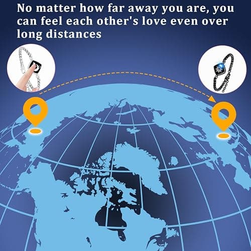 PULOMI Long Distance Touch Bracelets, Vibration & Light up Remote Smart Matching Couples Bracelet for Couple Long Distance Relationship Girlfriend Boyfriend Festival Gifts Lover Jewelry Set thumbnail 3