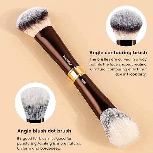 MAANGE Makeup Brushes 16Pcs Professional Foundation Powder Blush Contour Eyeshadows Double-End Makeup Brushes Set with Bag and Gift Box-CoffeeBrown thumbnail 8