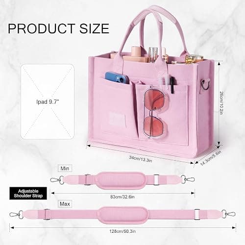 JIECH Canvas Tote Bag with Multi Pockets Crossbody Tote Bag for Women Bible Handbag Everything Tote Bags with Compartments thumbnail 6