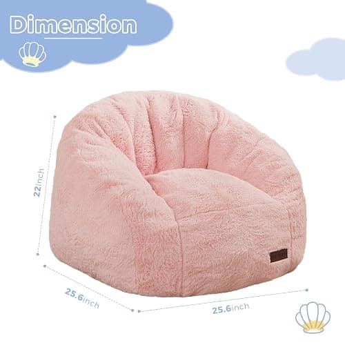 MAXYOYO Bean Bag Chair for Kids, Shell Shaped Bean Bag Couch for Boys and Girls, Toddler Chair Bean Bag Sofa for Playroom, Nursery Room, Pink thumbnail 2