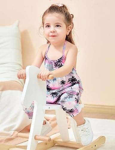 Lindanina Backless Strap Slouch Jumpsuit for Toddler Girls Cute Harem Halter Romper Pants with Pockets thumbnail 4