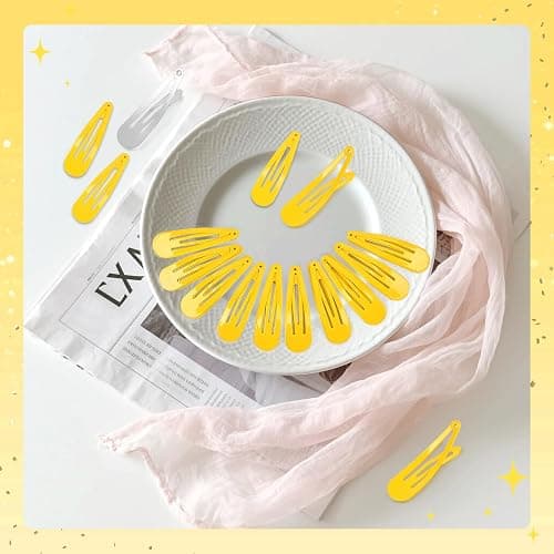 Pagabach 2 Inch Yellow Hair Clips Barrettes Metal Snap Clips for Women Durable Water Drop Ideal Hair Accessories for Hairdressing Wedding and Everyday Use 20 pcs thumbnail 4